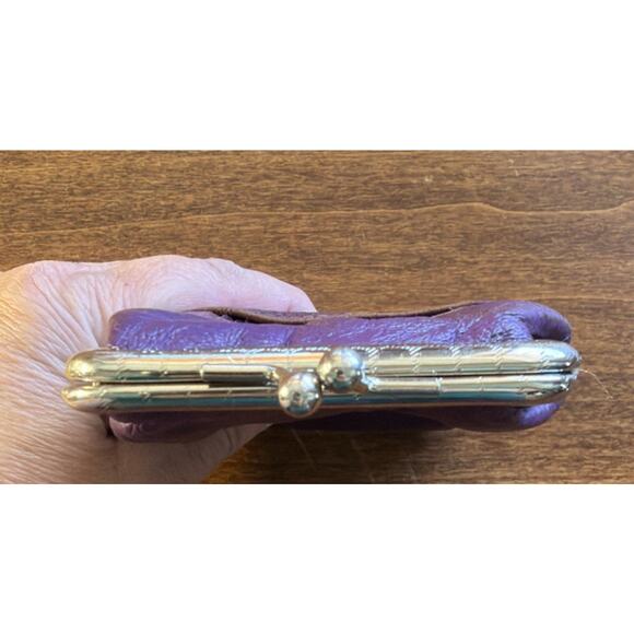 Vintage Purple Leather Kisslock Cigarette/Change Purse - Picture 7 of 8